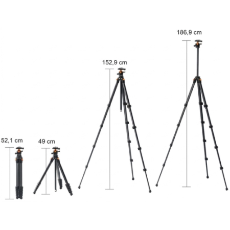 K&F Concept KF09.171 - statyw fotograficzny A305A3 z głowicą kulową BH-40 - przykłady wysokości